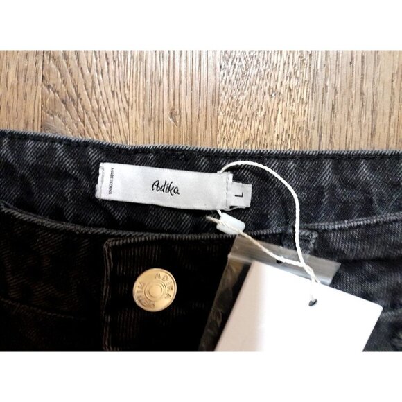New Adika Distressed Button-Fly Shorts Black Size L - Picture 3 of 6